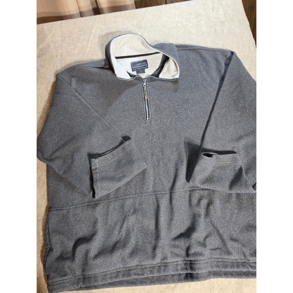 Free Tech Mens XXL Quarter Zip Fleece Pullover Gray Mock Neck Sweatshirt